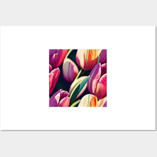 Watercolor tulip pattern Posters and Art